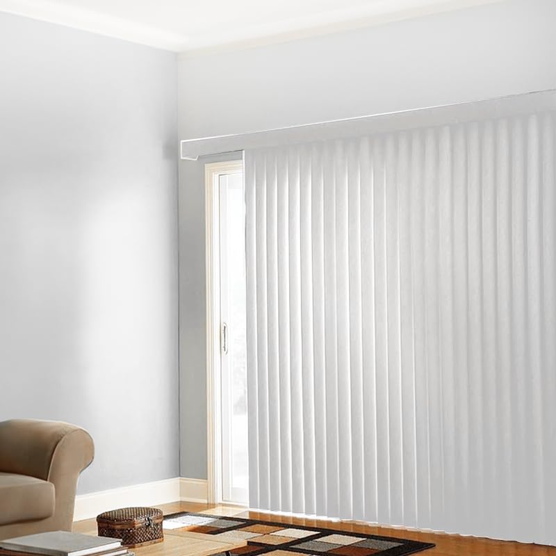BlindDen - Vinyl Vertical Window Blinds for Home - Vertical Blinds for Sliding Glass Doors - White (68