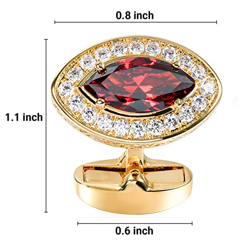 Image of HAWSON Cufflinks for Men, Gold Diamond Crystal Cufflinks for Groom Husband Personalized Gifts, Mens Formal Wedding Business Cufflinks, Luxurious Gorgeous Cuff Links French Shirt Accessories