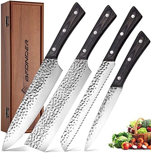 Bfonder Kitchen Knife Sets with Multiple Sizes, 4pcs Chef Knife Sets Professional, High Carbon Stainless Steel Japanese Knife Sets, Ultra Sharp Knives Set for Kitchen with Ergonomic Handle Gift Box