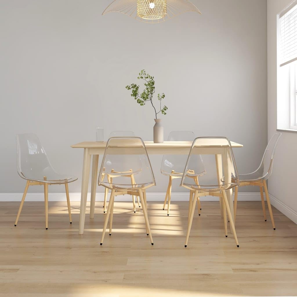 vidaXL Lot de 6 Chaises à Manger, Sièges à Dîner, Chaises de Repas, Meubles de de Salle à Manger Cuisine Maison Intérieur, Transparent Pet