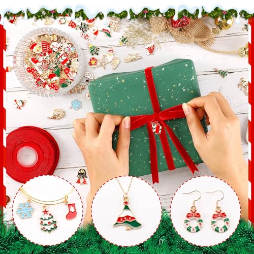 SANNIX Charms for Jewelry Making 350Pcs Christmas Gold Enamel Charms Jewelry Metal Charm Pendants for DIY Bracelet Necklace Earring Craft Making - Image 4