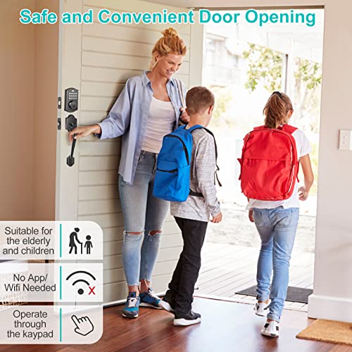 Electronic Keypad Deadbolt, Abolife Keyless Entry Door Lock, Auto Lock, Keyed Entry, Door Lock With Handle, Front Door Handle Sets, Digital Smart Door Lock - Black #TOP5