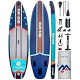 SUN-SUP インフレータブルパドルボード 大人用、パドルボード すべてのスキルレベル用、ワイドSUPボード プリミウムアクセサリー付き 青少年＆大人用ノンスリップコンフォートデッキ (ネイビーブルー)