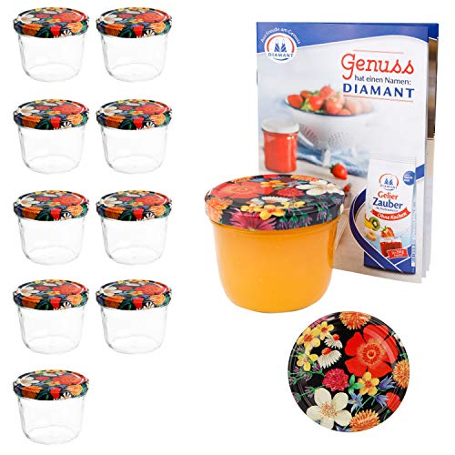 Set di 10 barattolini da 230 ml fiori