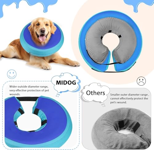 Image of MIDOG Inflatable Dog Cone, Donut Recovery Collar After Surgery, Medium+