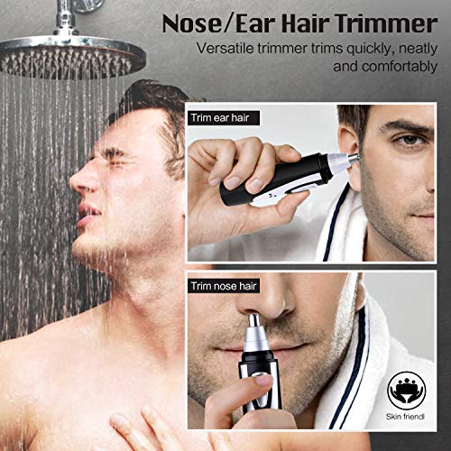 Ear and Nose Hair Trimmer Clipper - 2019 Professional Painless Eyebrow and Facial Hair Trimmer for Men and Women, Battery-Operated, IPX7 Waterproof Dual Edge Blades for Easy Cleansing(Black)