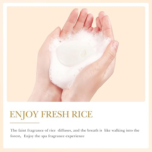 Miniatura 5 de Barra de jabón iluminadora de piel de pulpa cruda de arroz, jabón de baño con aceite de coco y extracto de centella asiática, colágeno, ácido