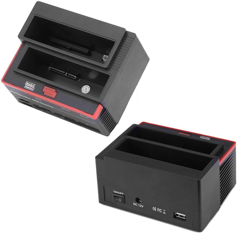 IDE HDD Enclosure Docking Dock Station Dual Bay USB2.0 Hub Reader for Data Transfer Enthusiasts
