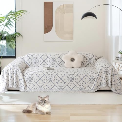 jianyana Sofa Covers Soft Durable Reversible Chenille Sofa Slipcover Couch Covers Modern Plaid Universal Furniture Protector for 1 2 3 4 Seater Sofa Loveseat L-shape Corner Futon Sofas