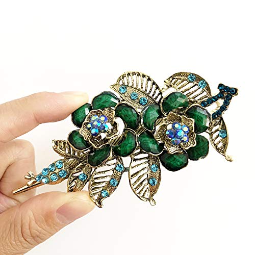 Pretty Alligator Hair Clips Metal Flower Hair Clip Peacock Hair Clips, 2 Pcs Large Flower Hair Barrettes Hair Accessories For Women (Style B) #TOP6