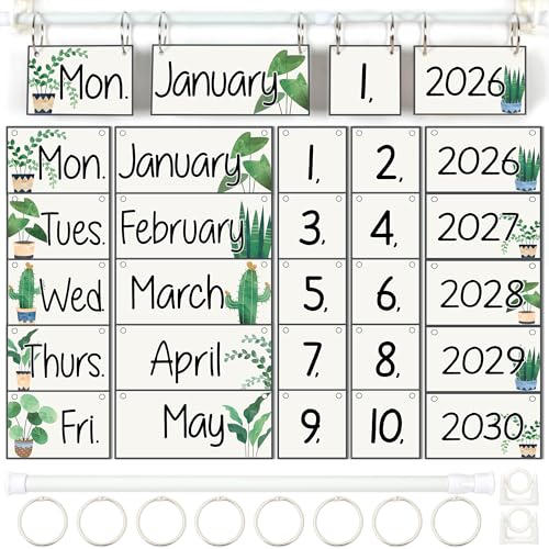 Calendar Bulletin Board Set Flip Calendar with Holder Eucalyptus Classroom Decoration Supplies