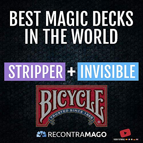 Les Top Jeu de Cartes Magiques du Monde Bicycle + Accès à la Zone SÈCRET - Video Instruction Online - Jeux de Magie - Tours de Magie pour Enfants et Adultes (Stripper + Invisible)