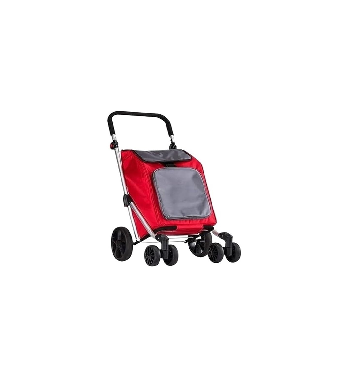 Fgjsfhrdtu Red Folding Four-Wheel Lightweight Shopping Cart, Foldable Trolley