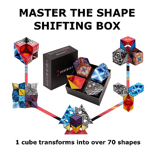 Image of Shashibo Gift Box of 4- The Shape Shifting Box (36 Rare Earth Magnets) STEM /STEAM Fidget Geometric 3D Magnetic Transforming Magnetic Box Magic Cube
