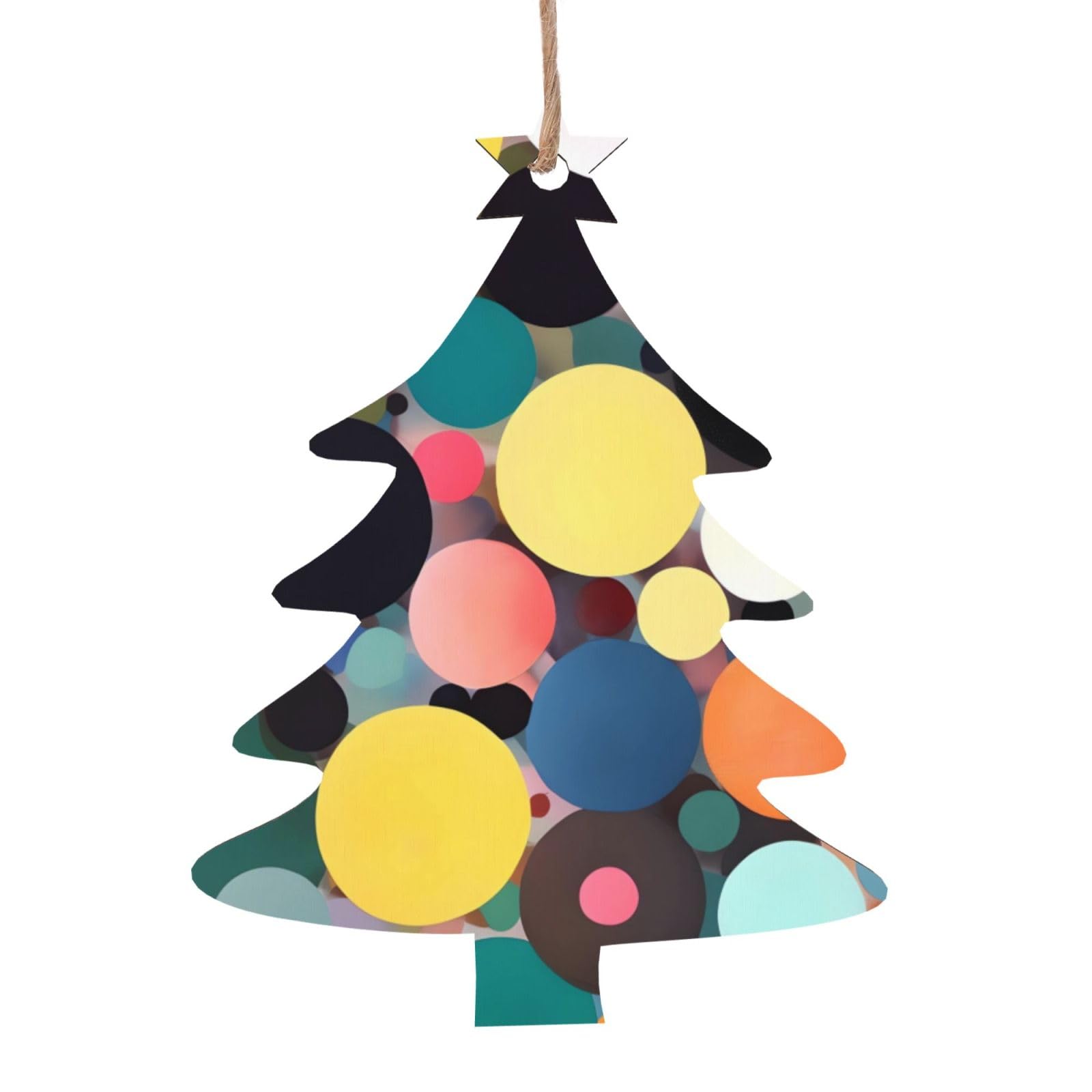 Abstract Painting of Circles Printed Christmas Wooden Pendants, Simple and Environmentally Friendly, Holiday decorationsã€‚