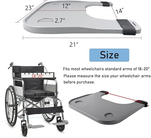 Miniatura 8 de Mesa de bandeja para silla de ruedas, mesa extraíble para silla de ruedas, mesa de regazo para pacientes lactantes, se adapta a brazos de silla