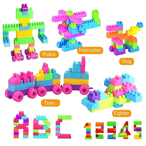 Image of Gambit Bulid Structures Interlocking Play Mat Train Blocks Set (200 Pieces) Smart Activity Fun and Learning Train Blocks for Kids - Multi-Color