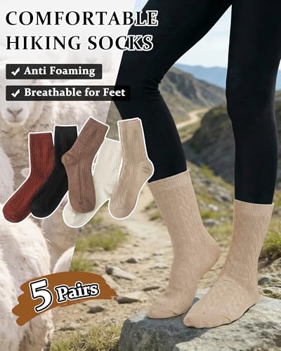 Image of Loritta Wool Socks for Women, Winter Warm Hiking Boot Socks Gifts