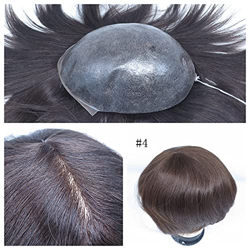 Miniatura 3 de Super Natural Mens Hair Replacement Unit Silky Hair Toupee Real Human Hair Injection Poly Skin Natural Straight Hairpieces Male Wig Center Crown