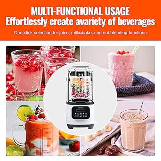 VEVOR Mixeur Professionnel avec Capacité de 2 L, Blender Électrique de Comptoir, Mélangeur avec Bouclier, 9 Vitesses et 5 Fonctions, pour Boissons Glacées, Milk-shakes, Smoothies, Cuisine, Blanc