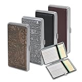 4 Pack Cigarette Case Leather Vintage Cigarette Box Holds 100mm Cigarettes Cigarette Holder Case for Men Women Gifts Credit Card Holder Protective Security Wallet