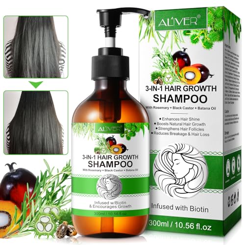 3 in 1 Rosemary Shampoo for Hair Growth Organic Hair Growth Shampoo with Rosemary oil, Castor and Batana Oil