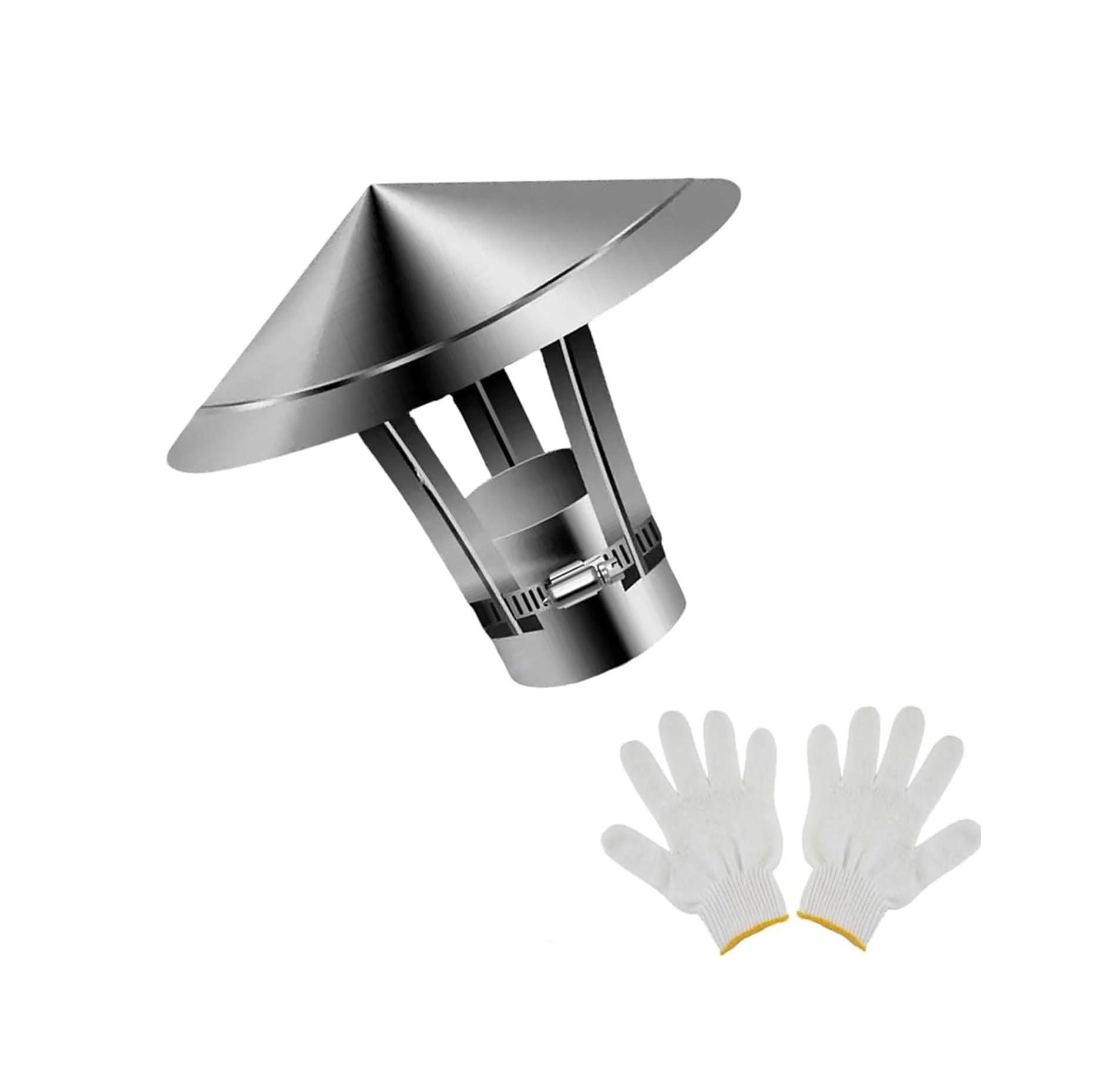 304 Stainless Steel Chimney Cap 1.9-2.7in Adjustable Cone Top Cover(9.8in)