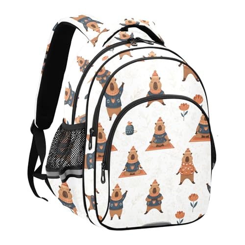 Emelivor Capybara Sports White Kids Backpack Cute School Backpacks Toddler Bookbag Daypacks for Boys,S2