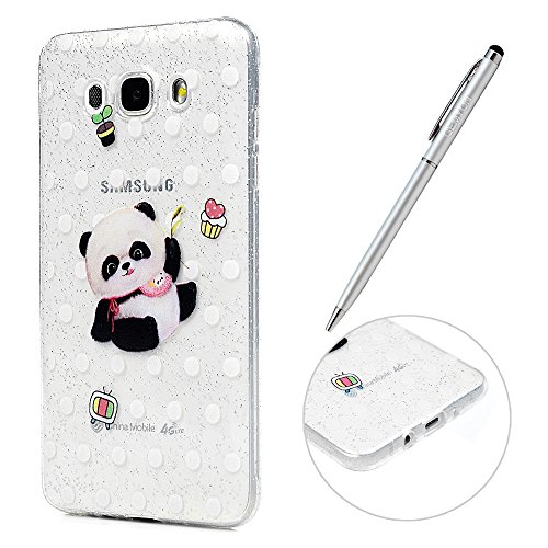 Funda para Samsung Galaxy J7 2016, Carcasa Silicona Antideslizante Ultra Delgado Case Cover Suave Flexible Gel TPU Protectora Pintada con Polvo Brillante para Samsung Galaxy J7 2016 - GEMYON - Oso