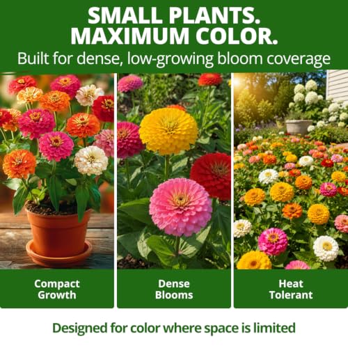 Image of HOME GROWN Zinnia Seeds for Planting Thumbelina 3,000 Seeds (14g - 1 /2oz) - Dwarf Zinnia Flower Seeds, Mixed Colors, Easy Flowers to Plant Outside, USDA Zones 3-10 (Zinnia Elegans)