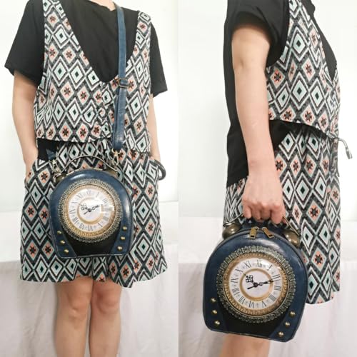 Image of Women PVC Clock Shaped Handbag Crossbody Shoulder Bag Clock Purse