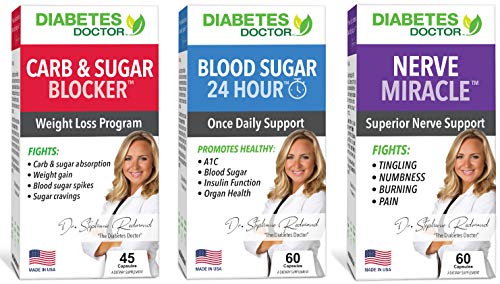 Diabetes Doctor Complete 3 in 1 Bundle - Daily Support, Nerve Health & Mealtime Carb & Sugar Blocker - Insulin & Healthy Weight Support - 1 Month Supply
