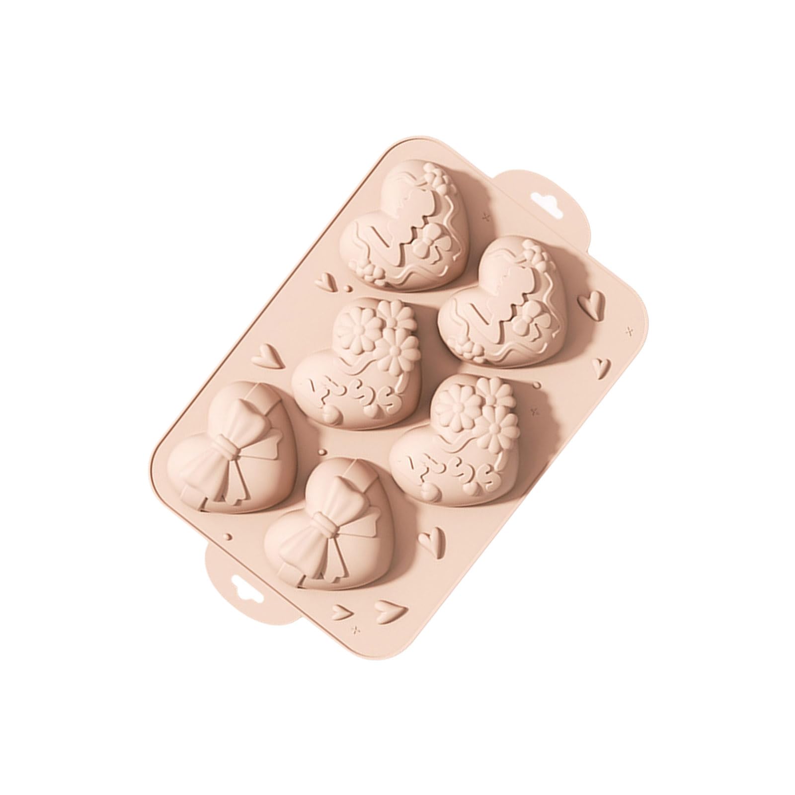 ZEPFJHE 6 Cavity Heart Shape Silicone Baking Tray Cake Dessert Mold for Cakes Cookie and Candy Dishwasher Safe Baking Tool