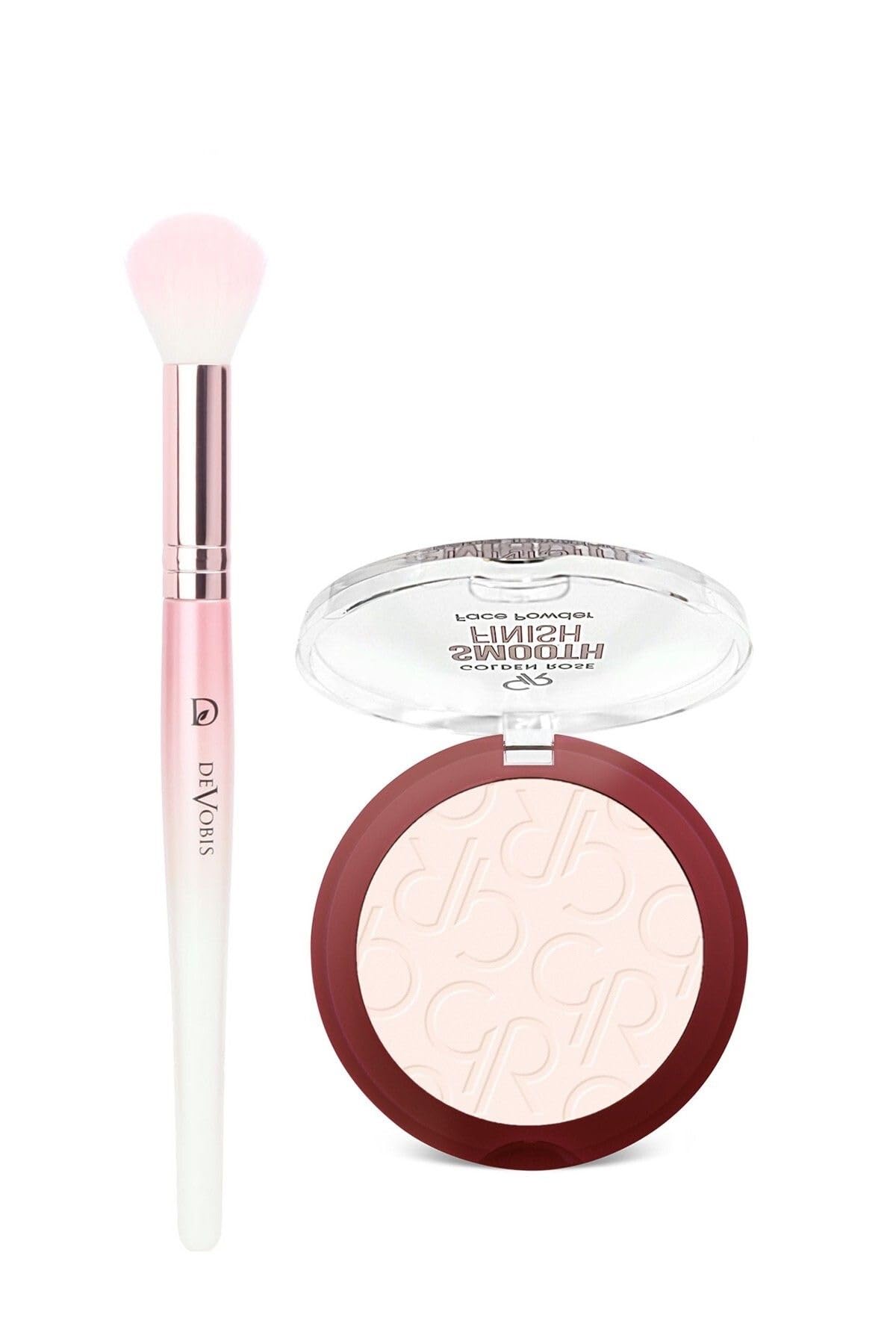 Golden Rose Devobis Precision Face Brush - Hassas Yüz Fırçası ve Smooth Face Powder No: 201 Seti
