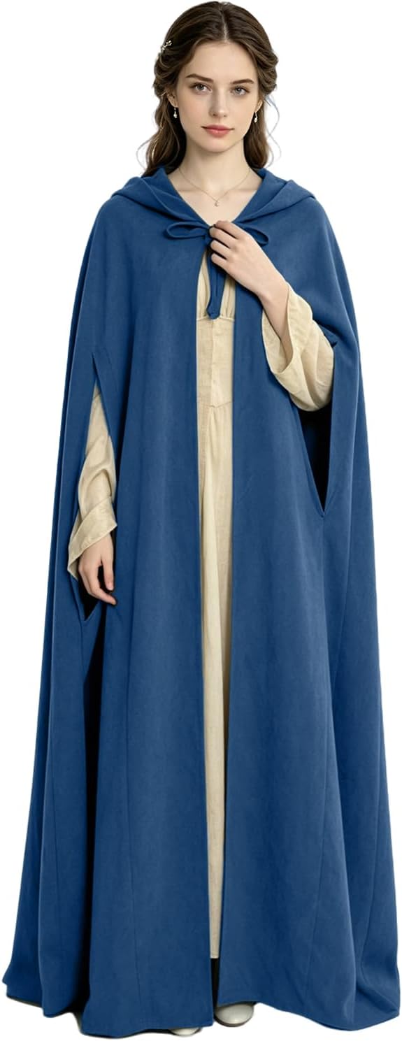 Women's Medieval Hooded Cloak Renaissance Elf Cape with Arm Holes