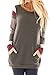 For G and PL Women Color Blocked Striped Casual Cotton Sweatshirt Tunic Tops Longsleeve Knitted Loose T Shirts Brown XL