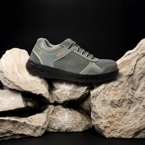 Image of Woodland Aegis Suede Leather Safety Shoes for Men | Oil Resistant Safety Shoe with Anti Slip Grip | Lightweight & Antistatic PU Single Density with Steel Toe | Grey (UK Footwear Size System, Adult, Men, Numeric, Medium, 6)