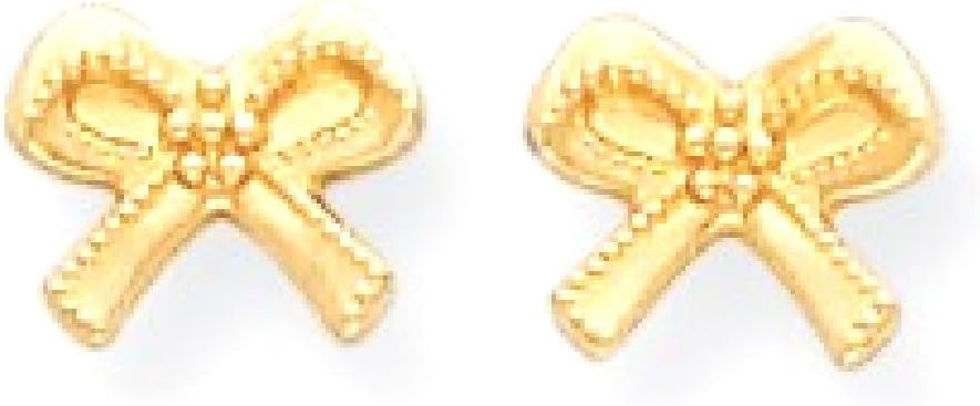 14K Yellow Gold Bow Stud Earrings for Women Girls Small Polished Hypoallergenic Screw Back Birthday Gift - Image 10