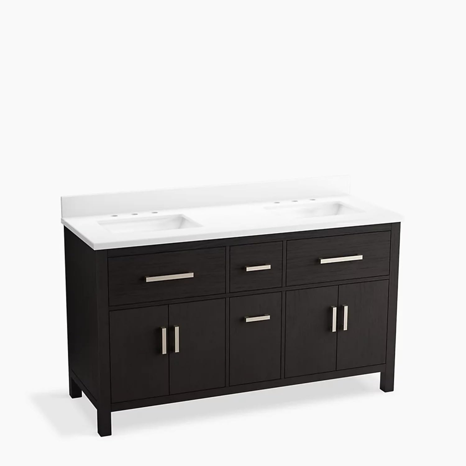 KOHLER Kresla 60 in. Bathroom Vanity Cabinet with Sinks and Quartz Top ...