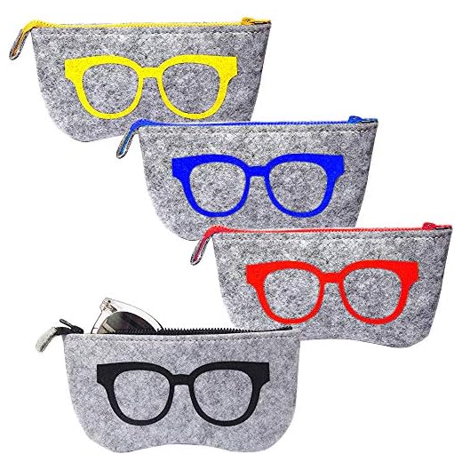 EMAGEREN 4pcs Fundas de Gafas Portátiles Bolsa de Gafas Estuche de Gafas de Sol Funda de Fieltro Portátiles para Gafas Estuche de Gafas Funda para Gafas con Cremallera para Almacenamiento- 4 Colores