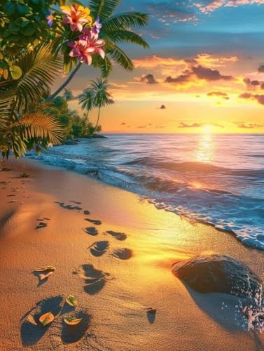 Peinture Numero Adulte Plage Contre le Stress | Toile DIY Évasion 60x80cm