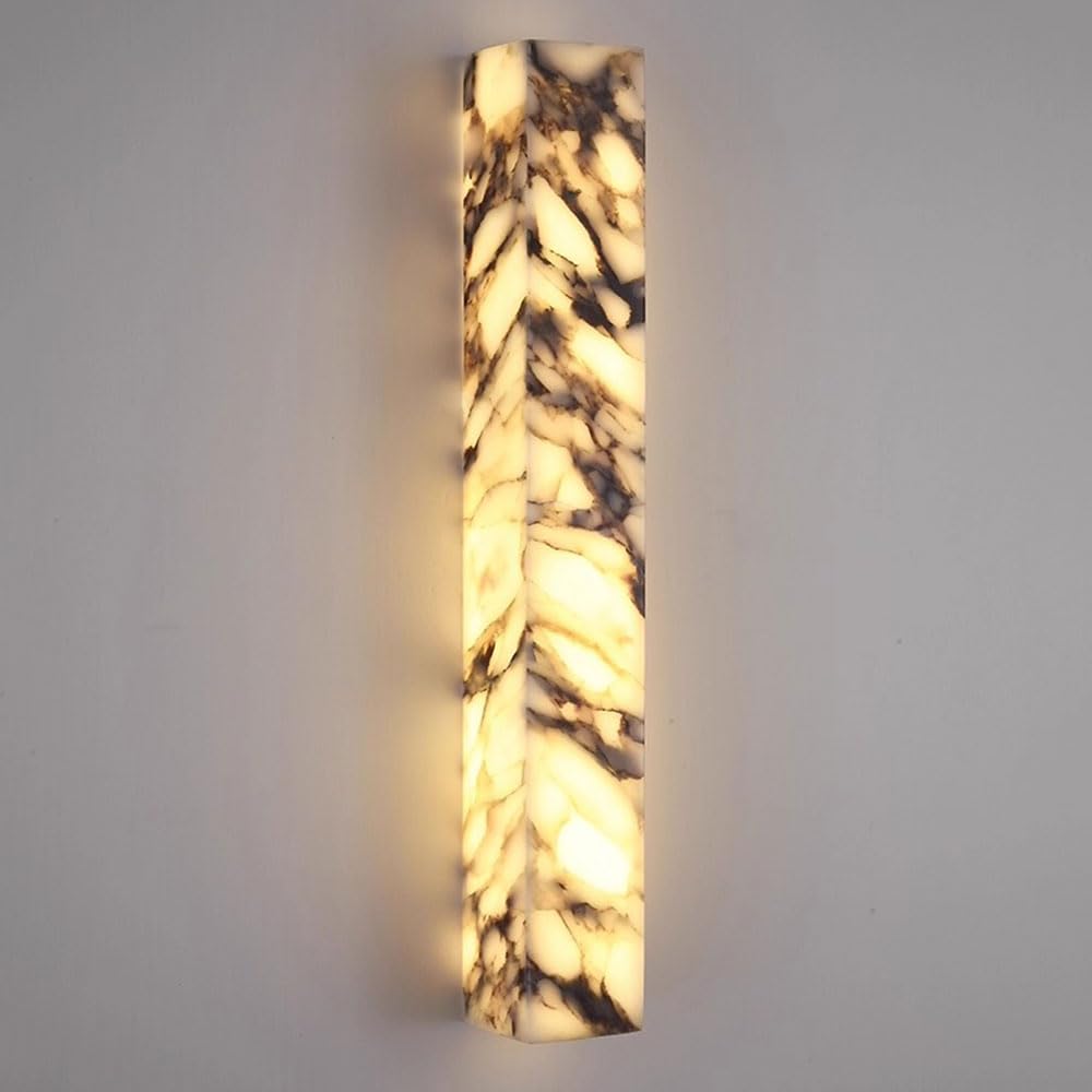 OZBMA Marble Wall Sconce Modern Vertical Stone Lighting Fixtures LED Up and Down Lamp Luxury Alabaster Decor Ambient Light Strip Vanity for Bedroom Hallway Living Room