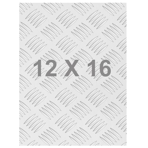 Pure Aluminum Diamond Tread Sheet Metal Plate 12 x 16 x 0.075Inch (1.9MM) Bright Mill Finish 14GA Thickness Aluminum Diamond Tread Plate for Truck, Work Bench, Garage