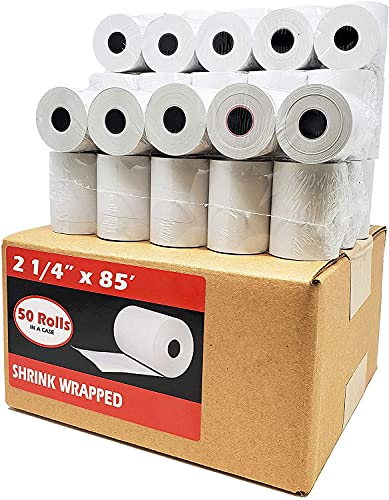 2 1/4" x 85' Thermal Paper Rolls, 55 GSM (2500 rolls) - fits card terminals