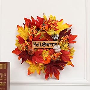 Plancholo Halloween-Kranz halles822 Kürbis-Rattan 40 cm