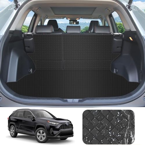 YORKNEIC トヨタ 新型 RAV4 ラゲッジマット 50系 2019年〜現行対応 背もたれカバー付き 車種専用 シートバックカバー トランクマット カーゴマット バックマット 合成革材質 耐汚れ 防水 タイプB