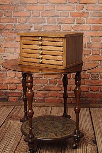 OAK6 WOODEN COIN TRAY COLLECTION CABINET FOR 6 TRAYS FURNITURE BOARD (Coin capsules capsule Coin tray trays Medal Capsules Medal trays Collection Coin Collector Collection Cabinet Coin Album)