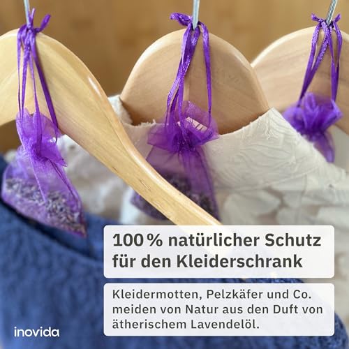 Lavendel Duftsäckchen Kleiderschrank: 20x Echter Lavendel getrocknet – Das Original - Mottenschutz für Kleiderschrank bei Kleidermotten – Auto Duft, Raumduft, Schrank Duft – Inovida Lavendelsäckchen