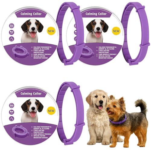3-Pack Adaptil Collar for Dogs, Adjustable Purple Dog Calming Collar, Anxiety Relief for Dogs, Waterproof Dog Collar,for Thunderstorms, Fireworks, Vet Visits