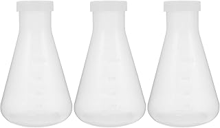 VILLCASE Plastic Erlenmeyer Flask with Lid Conical Experiment Flask Bottle Measuring Liquid Sample Bottle Puzzle Toy 3pcs for Scientific Laboratory Tools 100ml 250ml 500ml Squiz Toys